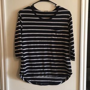 Navy and white stripe top